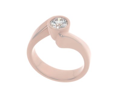 Engagement diamond ring isolated on white background. 3d rendering