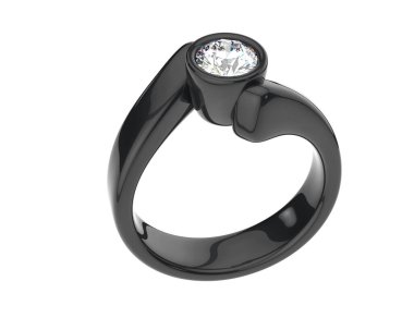 Engagement diamond ring isolated on white background. 3d rendering