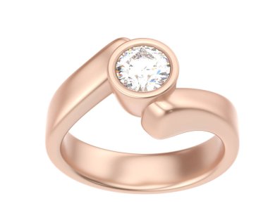 Engagement diamond ring isolated on white background. 3d rendering