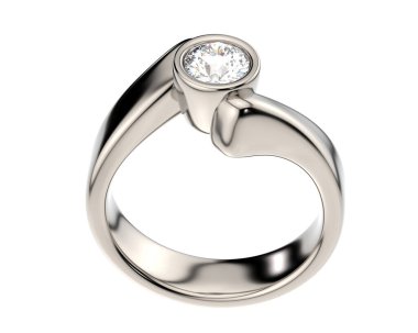 Engagement diamond ring isolated on white background. 3d rendering