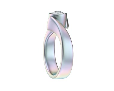 Engagement diamond ring isolated on white background. 3d rendering