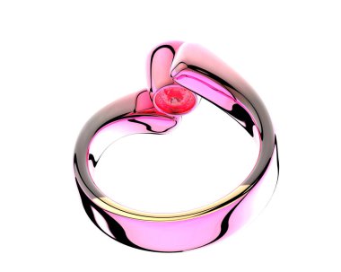 Engagement diamond ring isolated on white background. 3d rendering