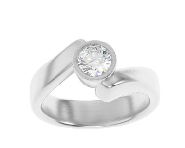 Engagement diamond ring isolated on white background. 3d rendering