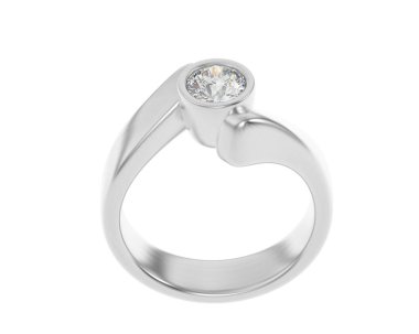 Engagement diamond ring isolated on white background. 3d rendering