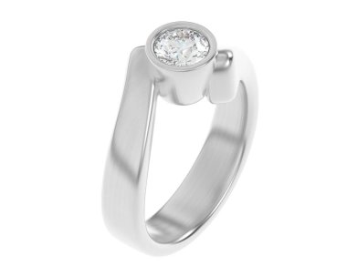 Engagement diamond ring isolated on white background. 3d rendering