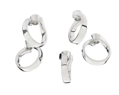 Engagement diamond rings isolated on white background. 3d rendering