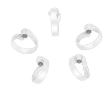 Engagement diamond rings isolated on white background. 3d rendering