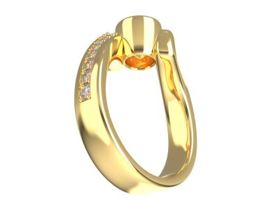 Engagement diamond ring isolated on white background. 3d rendering