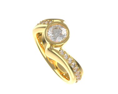 Engagement diamond ring isolated on white background. 3d rendering