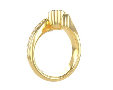 Engagement diamond ring isolated on white background. 3d rendering