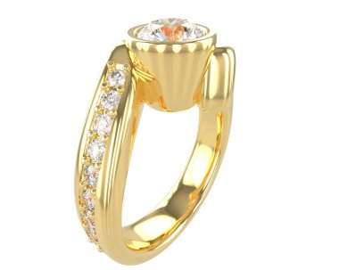 Engagement diamond ring isolated on white background. 3d rendering