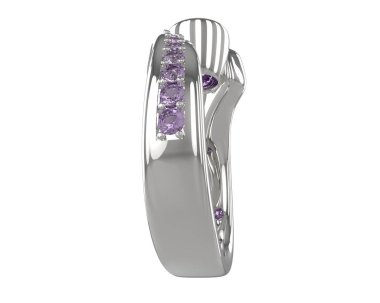 Engagement diamond ring isolated on white background. 3d rendering