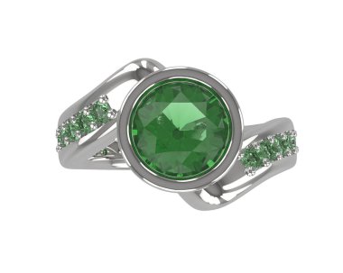 Engagement diamond ring isolated on white background. 3d rendering