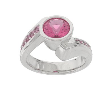 Engagement diamond ring isolated on white background. 3d rendering