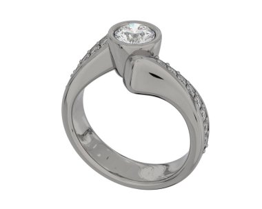 Engagement diamond ring isolated on white background. 3d rendering