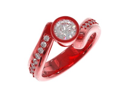Engagement diamond ring isolated on white background. 3d rendering