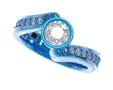 Engagement diamond ring isolated on white background. 3d rendering