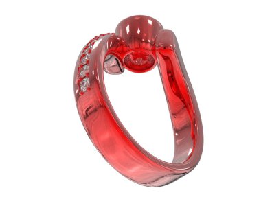 Engagement diamond ring isolated on white background. 3d rendering