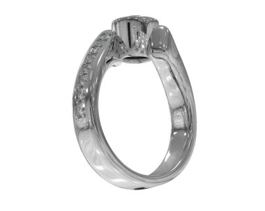 Engagement diamond ring isolated on white background. 3d rendering