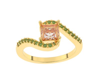 Engagement diamond ring isolated on white background. 3d rendering