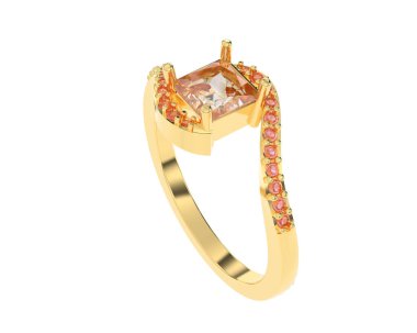 Engagement diamond ring isolated on white background. 3d rendering