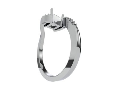 Engagement diamond ring isolated on white background. 3d rendering