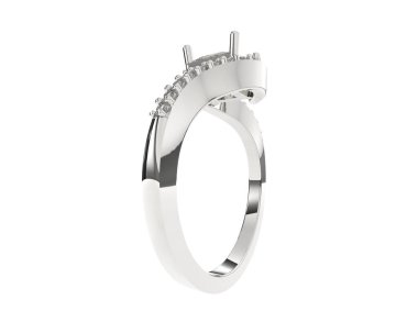 Engagement diamond ring isolated on white background. 3d rendering