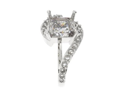 Engagement diamond ring isolated on white background. 3d rendering