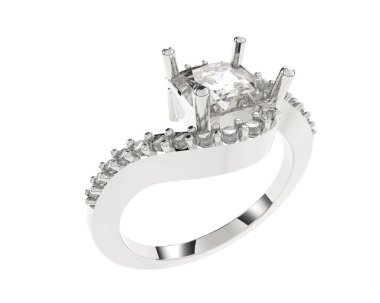 Engagement diamond ring isolated on white background. 3d rendering