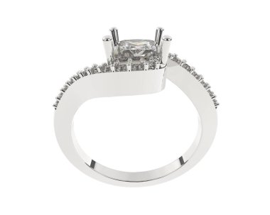 Engagement diamond ring isolated on white background. 3d rendering