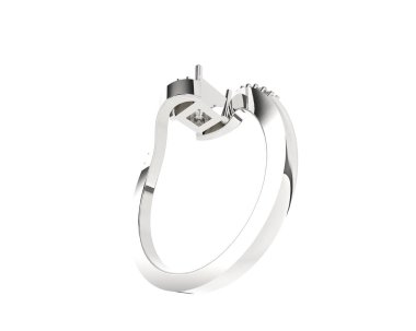 Engagement diamond ring isolated on white background. 3d rendering