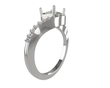 Engagement diamond ring isolated on white background. 3d rendering