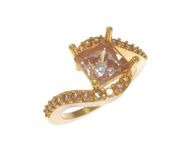 Engagement diamond ring isolated on white background. 3d rendering
