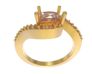 Engagement diamond ring isolated on white background. 3d rendering