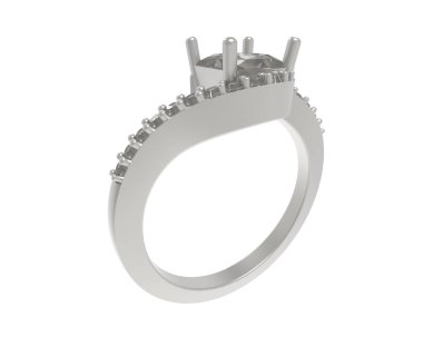 Engagement diamond ring isolated on white background. 3d rendering