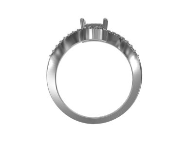 Engagement diamond ring isolated on white background. 3d rendering