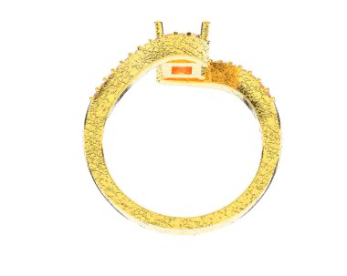 Engagement diamond ring isolated on white background. 3d rendering