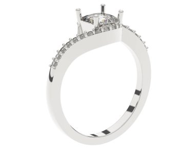 Engagement diamond ring isolated on white background. 3d rendering