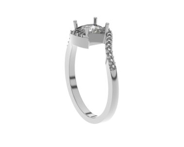 Engagement diamond ring isolated on white background. 3d rendering