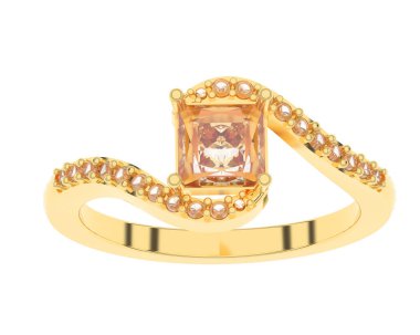 Engagement diamond ring isolated on white background. 3d rendering