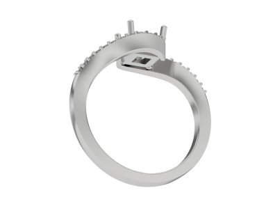 Engagement diamond ring isolated on white background. 3d rendering