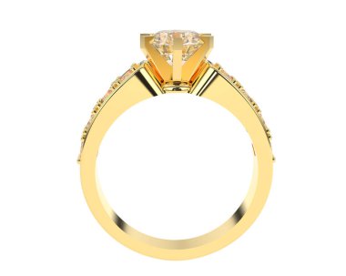 Engagement diamond ring isolated on white background. 3d rendering