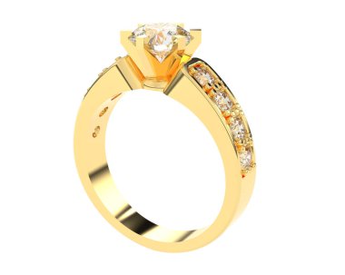 Engagement diamond ring isolated on white background. 3d rendering