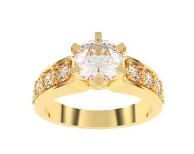Engagement diamond ring isolated on white background. 3d rendering