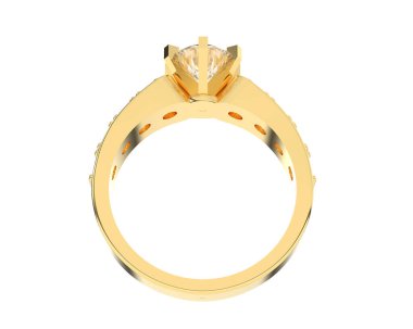 Engagement diamond ring isolated on white background. 3d rendering