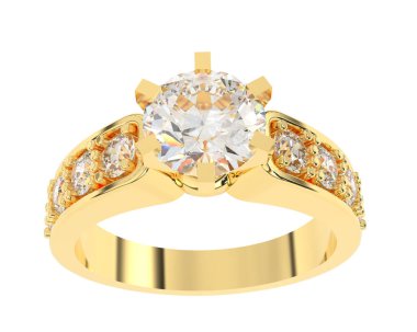 Engagement diamond ring isolated on white background. 3d rendering