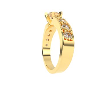 Engagement diamond ring isolated on white background. 3d rendering