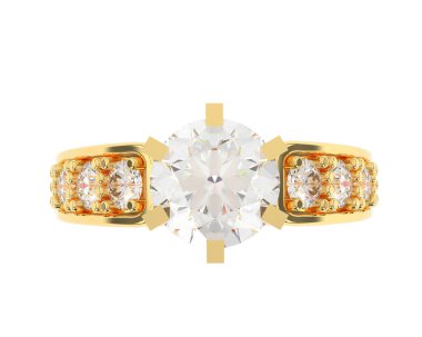 Engagement diamond ring isolated on white background. 3d rendering