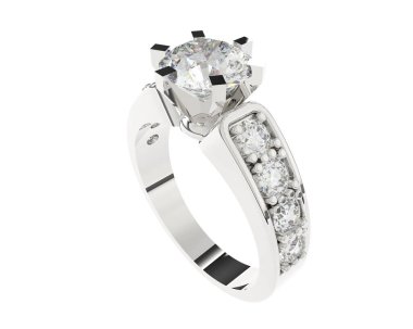 Engagement diamond ring isolated on white background. 3d rendering