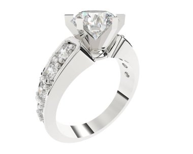 Engagement diamond ring isolated on white background. 3d rendering
